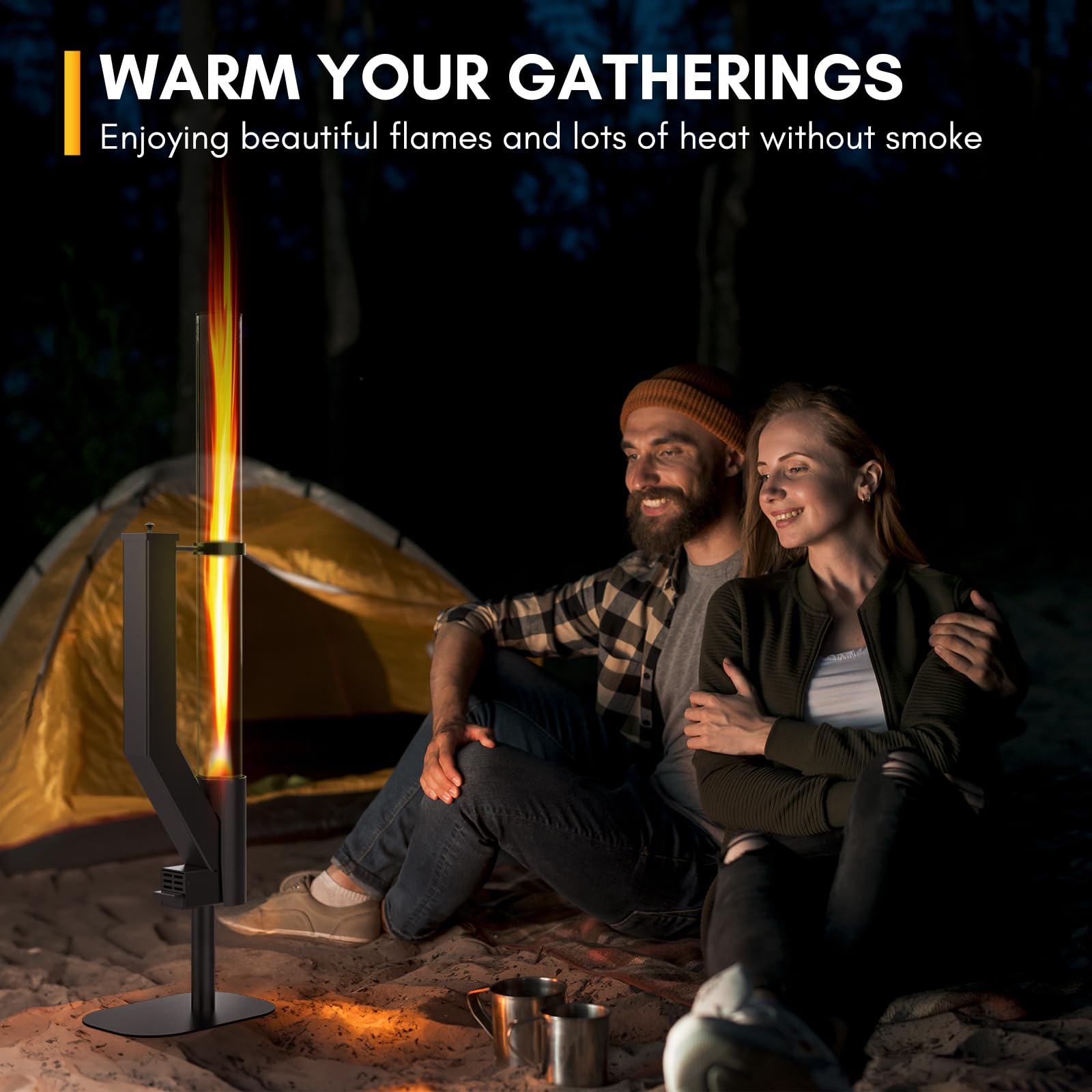 Rayzi 58 Inch Outdoor Pellet Stove - Smokeless Wood Pellet Heater for Patio, Backyard & Camping | Portable Fire Pit for Garden, Picnic & Bonfire | Perfect for Outdoor Gatherings & Cozy Evenings