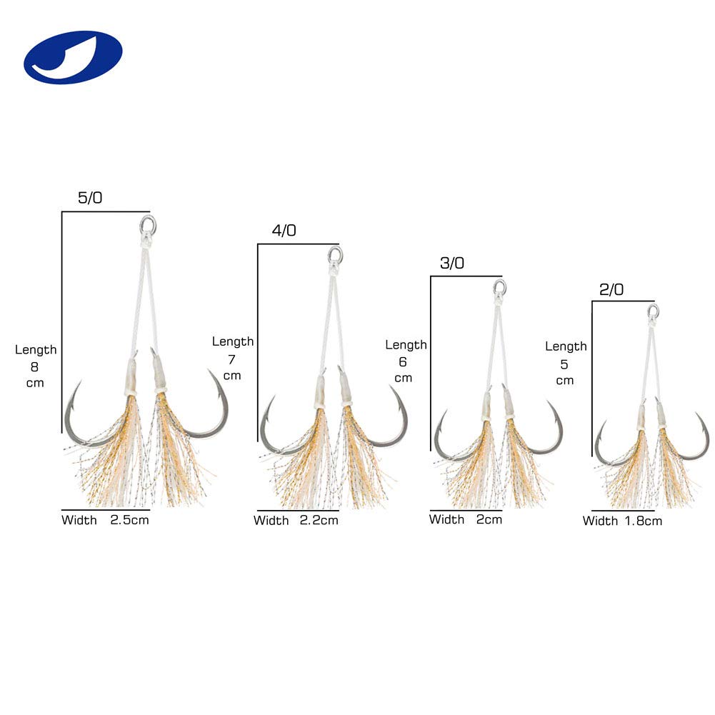 OCEAN CAT Butterfly Glow Jigging Lures - Slow & Fast Fall Saltwater Fishing Hooks (Size 2/0-6/0) for Deep Sea, Offshore & Night Fishing
