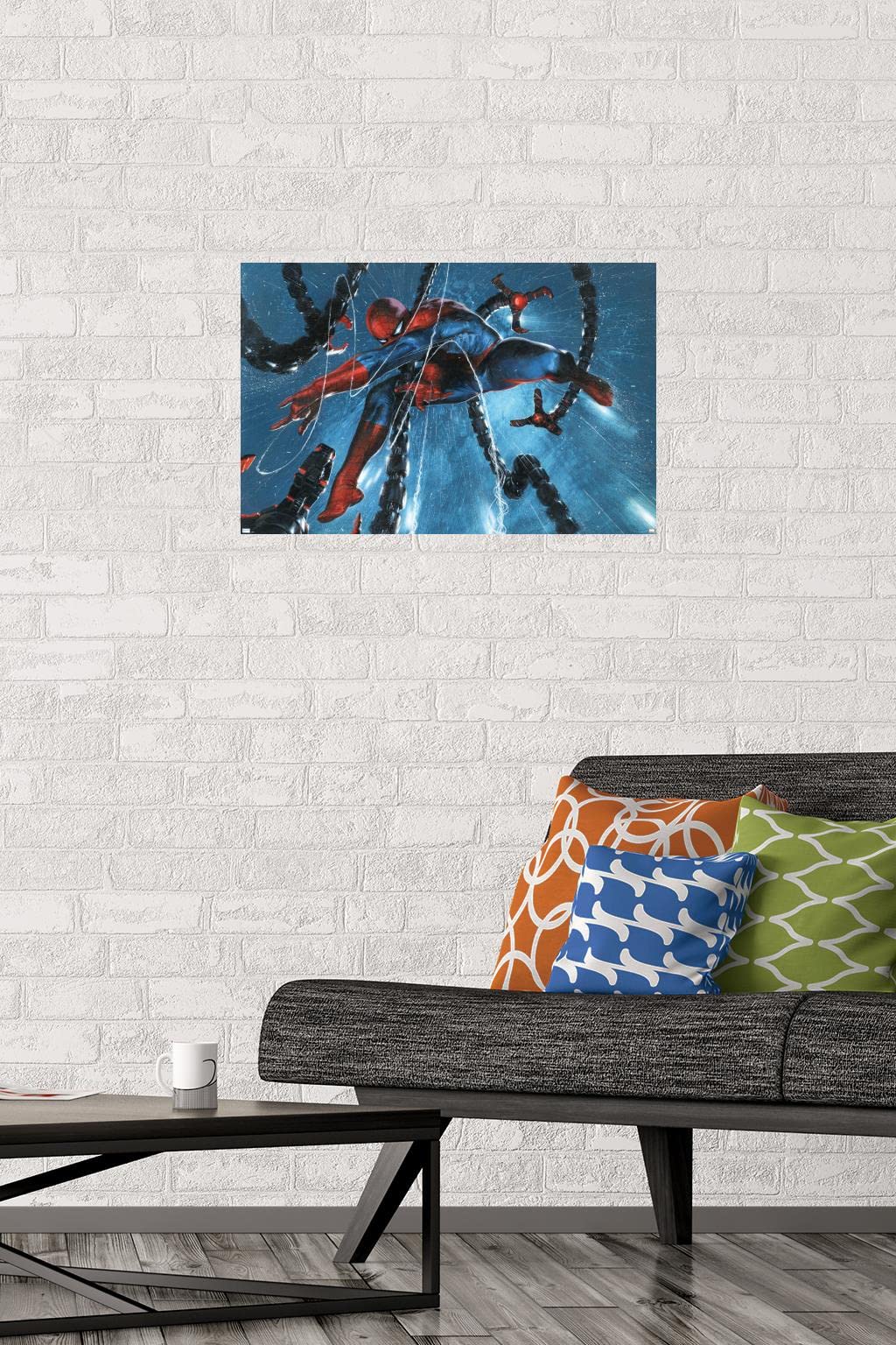 Marvel Comics Spider-Man vs Doctor Octopus Premium Wall Poster 22.4x14.7 Inches - Waterproof Rain Cover Art Print for Home & Office Decor - Perfect for Bedroom, Living Room, or Game Room Display