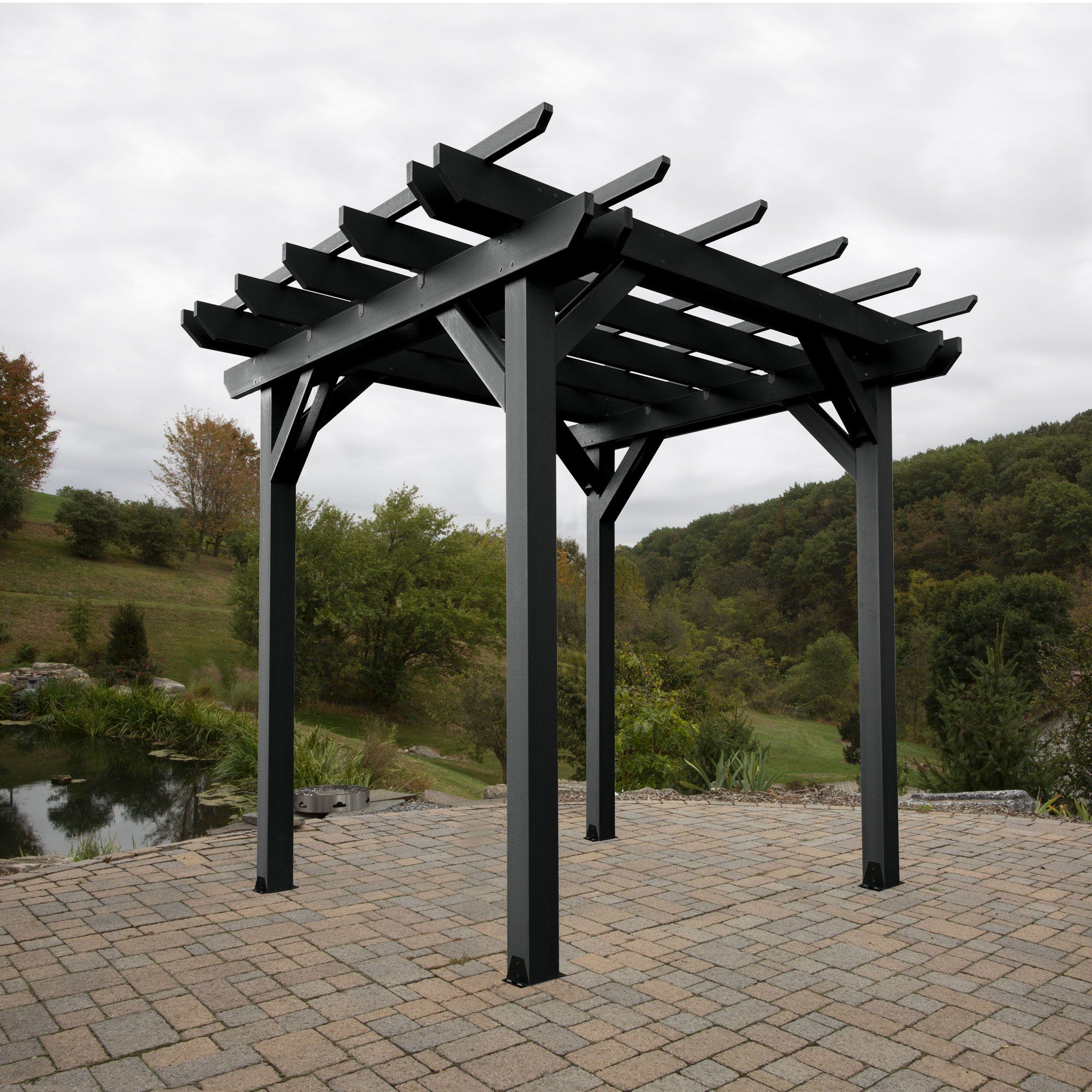 8' x 8' Outdoor Wooden Pergola with Canopy - Patio Garden Gazebo for Backyard, Deck, and Poolside Relaxation
