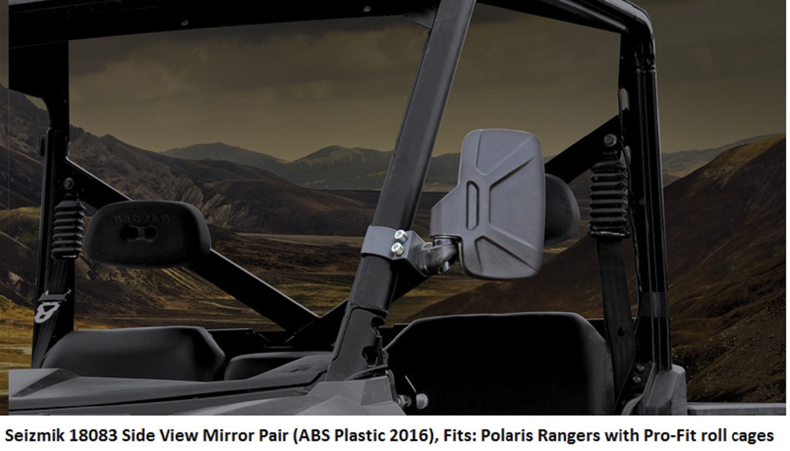 Seizmik Folding UTV Side View Mirrors for Polaris Pro-Fit & Can-Am Profiled ROPS | 2-Pack | Compatible with Polaris, Can-Am, John Deere, CF Moto, Bobcat, Textron UTVs | Perfect for Off-Roading, Trail Riding & Farm Work