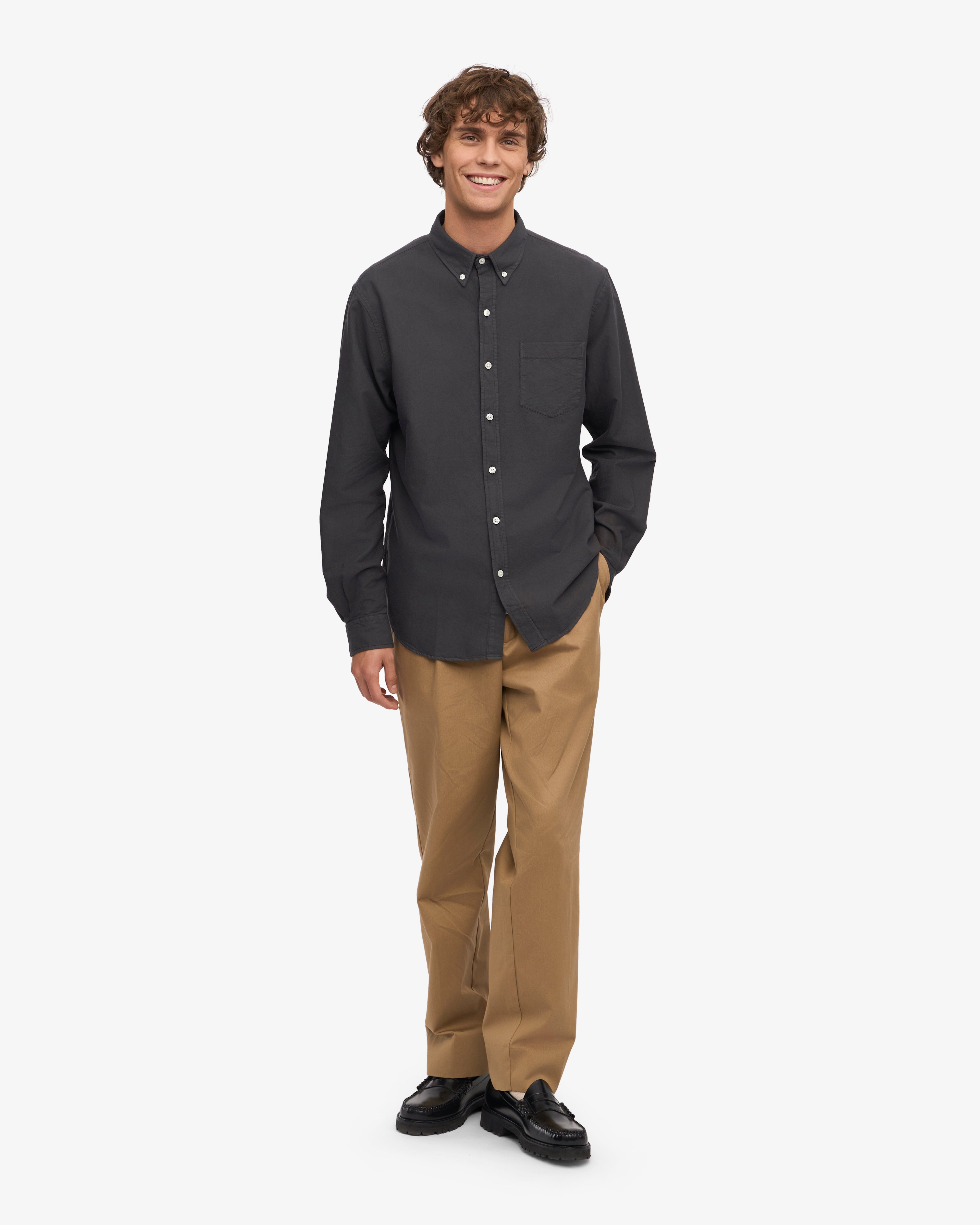 Organic Cotton Button Down Shirt for Men - Lava Grey | Casual & Business Wear | Eco-Friendly Fashion for Office, Date & Outdoor Activities