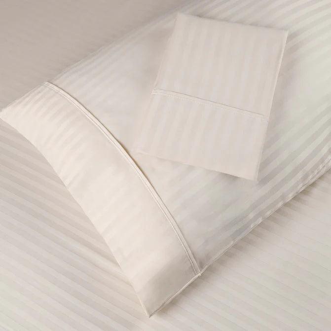 Premium Egyptian Cotton 300 Thread Count Pillowcase Set - 2 Piece Striped Bedding for Luxury Hotels & Home Decor | Soft Breathable Pillow Covers for Ultimate Comfort