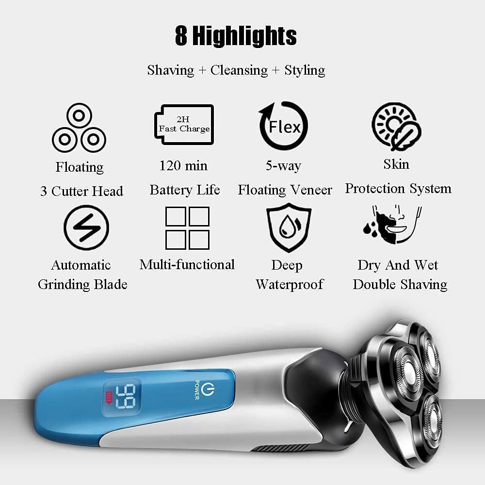 Premium Electric Razor for Men - 4-in-1 Rechargeable Rotary Shaver with Beard, Nose & Mustache Trimmer | USB Charging | Perfect for Travel, Daily Grooming & Gift Giving