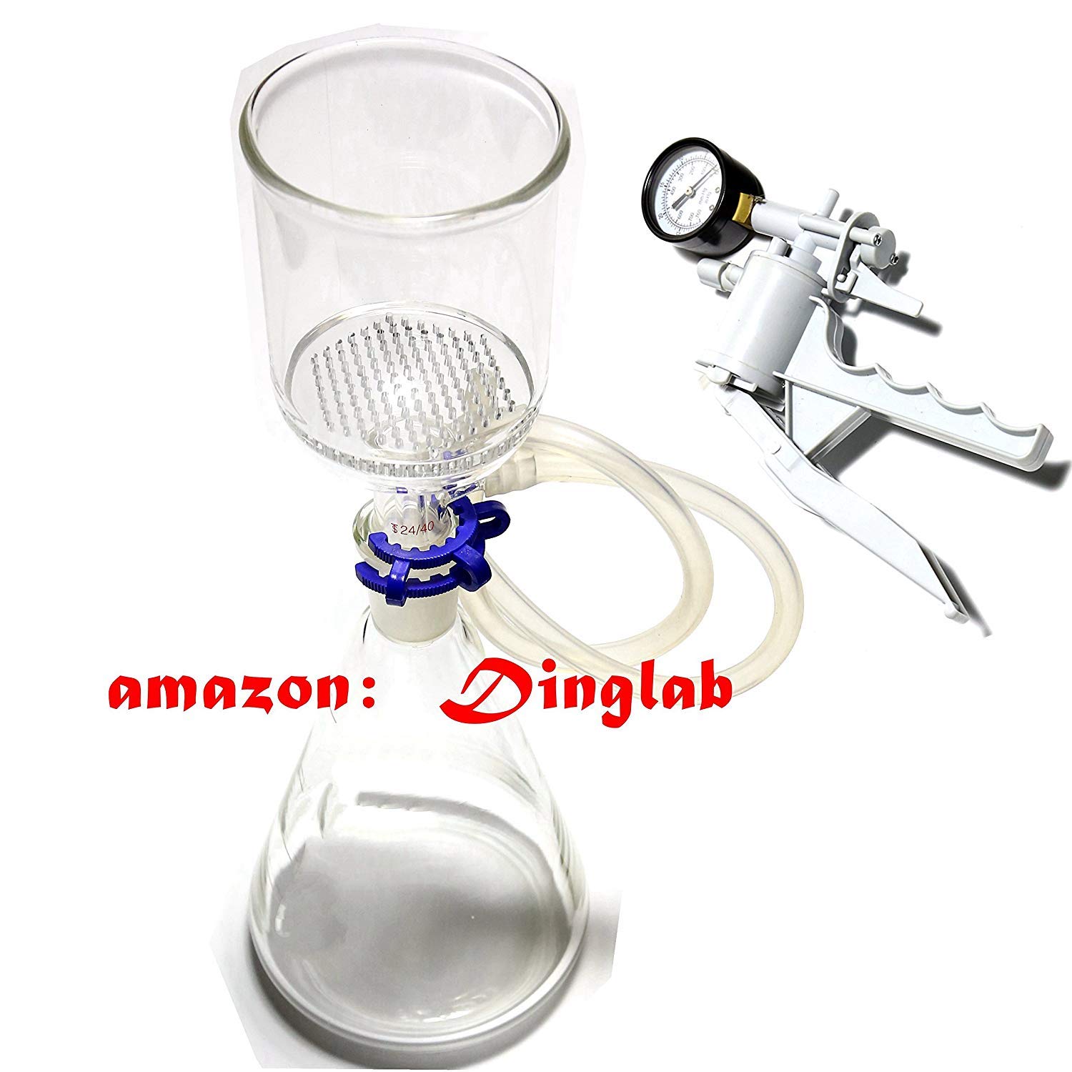 500ml Suction Filtration Device with 47mm Buchner Funnel & Glass Flask - Vacuum Pump Included for Lab Experiments, Chemistry Filtering, and Scientific Research