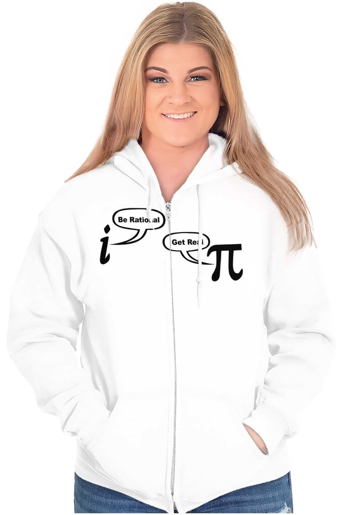 Brisco Brands Rational Real Pi Pie Number Math Nerd Zip Up Hoodie for Men & Women - Perfect for STEM Students, Math Lovers & Science Enthusiasts