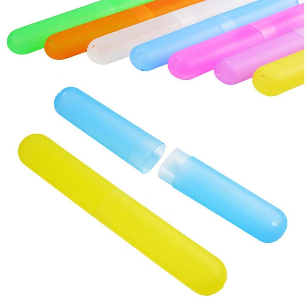 5-Piece Travel Toothpaste & Toothbrush Holder Set - Portable Plastic Toothbrush Case for Travel, Camping, Home (Random Colors) - Ideal for Braces Users & On-the-Go Oral Care