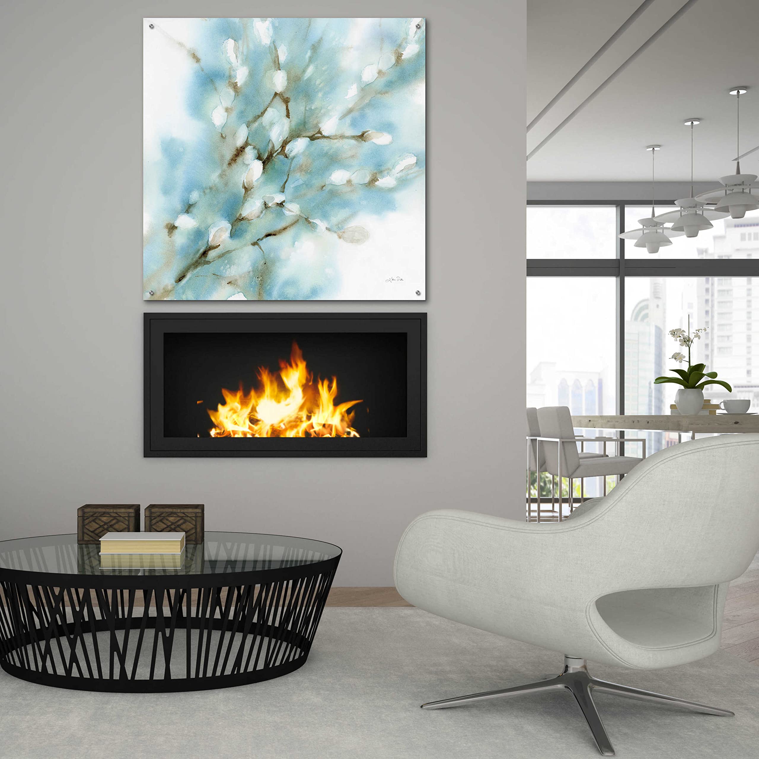 Epic Art 'Pussy Willows Square' by Katrina Pete - 36x36 Inch Acrylic Glass Wall Painting - Modern Home Decor for Living Room, Bedroom & Office