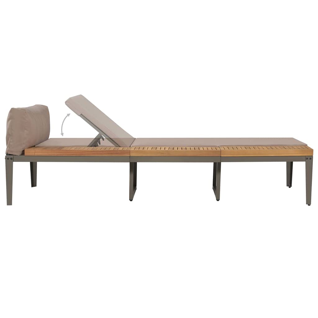 Adjustable Sun Lounger with Cushions - Patio Daybed, Outdoor Poolside Furniture - Solid Acacia Wood Frame in Brown - Perfect for Garden, Balcony, Beach & Backyard Relaxation