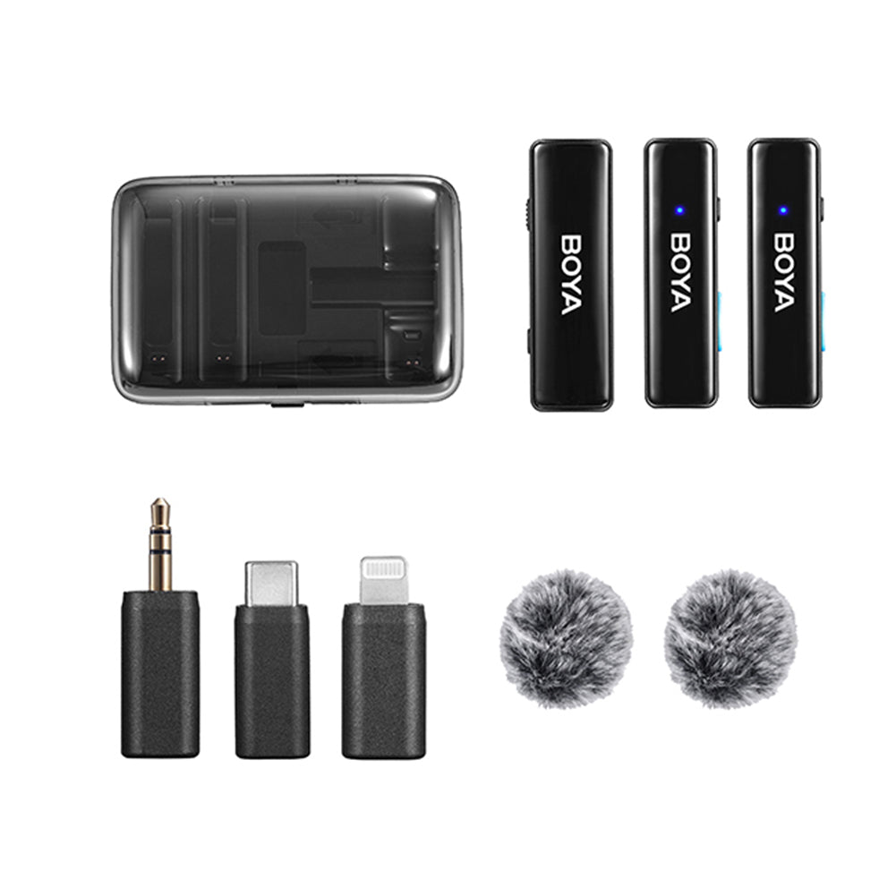 BOYA Boyalink Dual Channel Wireless Microphone System - Compact All-in-One Lavalier Mic for YouTube, Vlogging, Interviews & Live Streaming