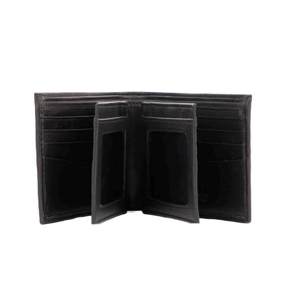 Tracker Core RFID Leather Double Center Wing Wallet - Slim RFID Blocking Bifold Wallet for Men - Perfect for Travel, Business & Everyday Use