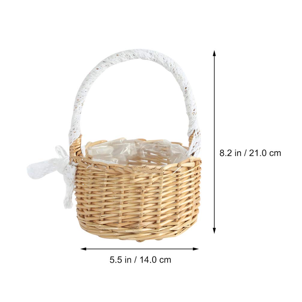 DOITOOL Woven Storage Basket with Handles - Easter, Wedding, Flower Girl Basket - Rustic Wicker Laundry & Decorative Basket for Home, Nursery, Farmhouse Decor