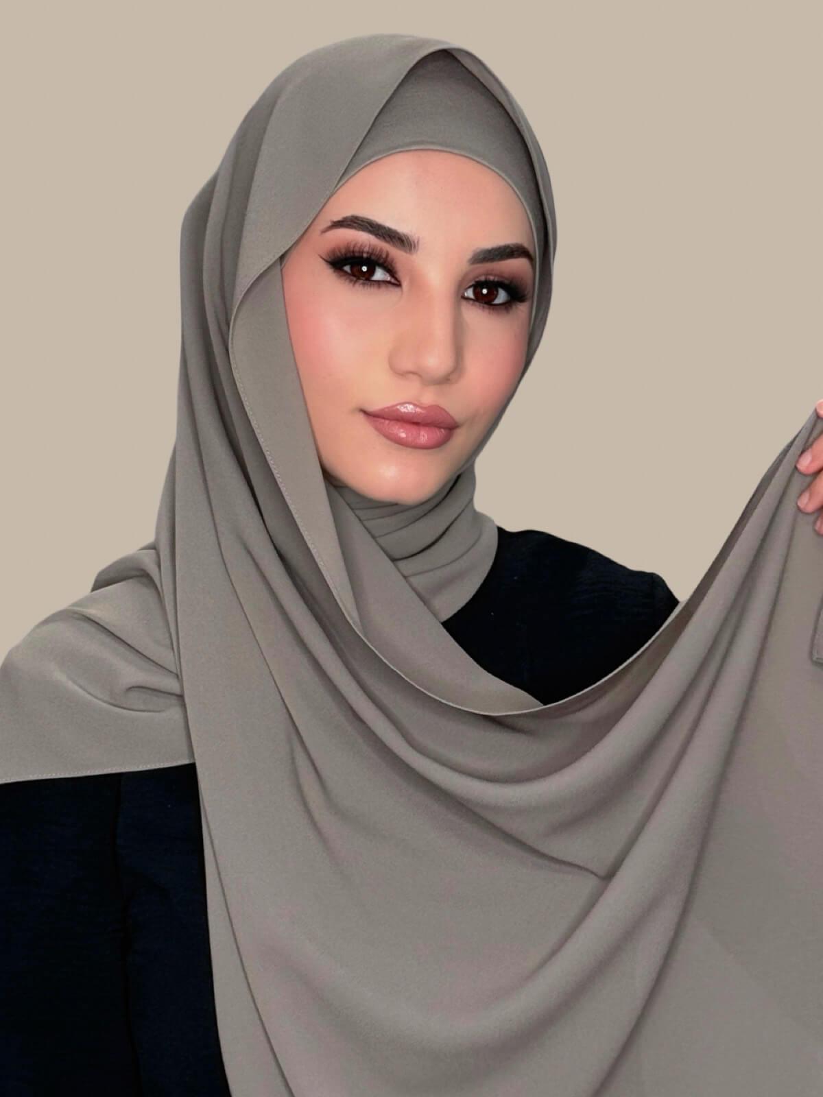 Elegant Truffle Color Chiffon Hijab Set - Soft & Breathable Scarf for Women - Perfect for Daily Wear, Prayer, and Special Occasions