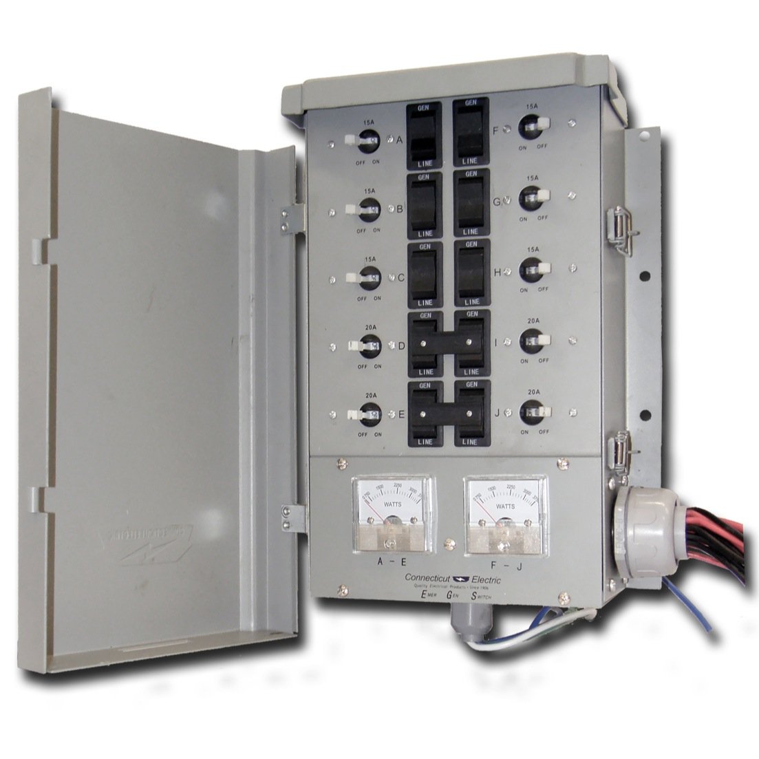 Connecticut Electric EGS107501G2 30 Amp 10 Circuit Manual Transfer Switch for Home Backup Power - Perfect for Generators, Solar Systems & Emergency Power Outages