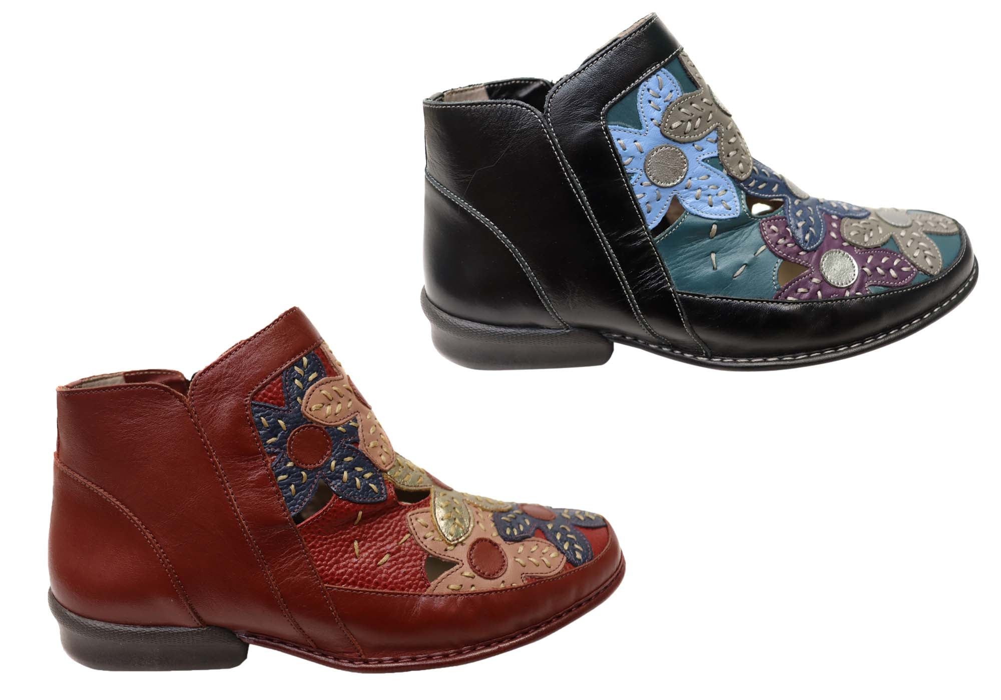 J Gean Tania Women's Comfortable Leather Ankle Boots - Made in Brazil - Perfect for Casual Outfits, Office Wear & Fall Fashion