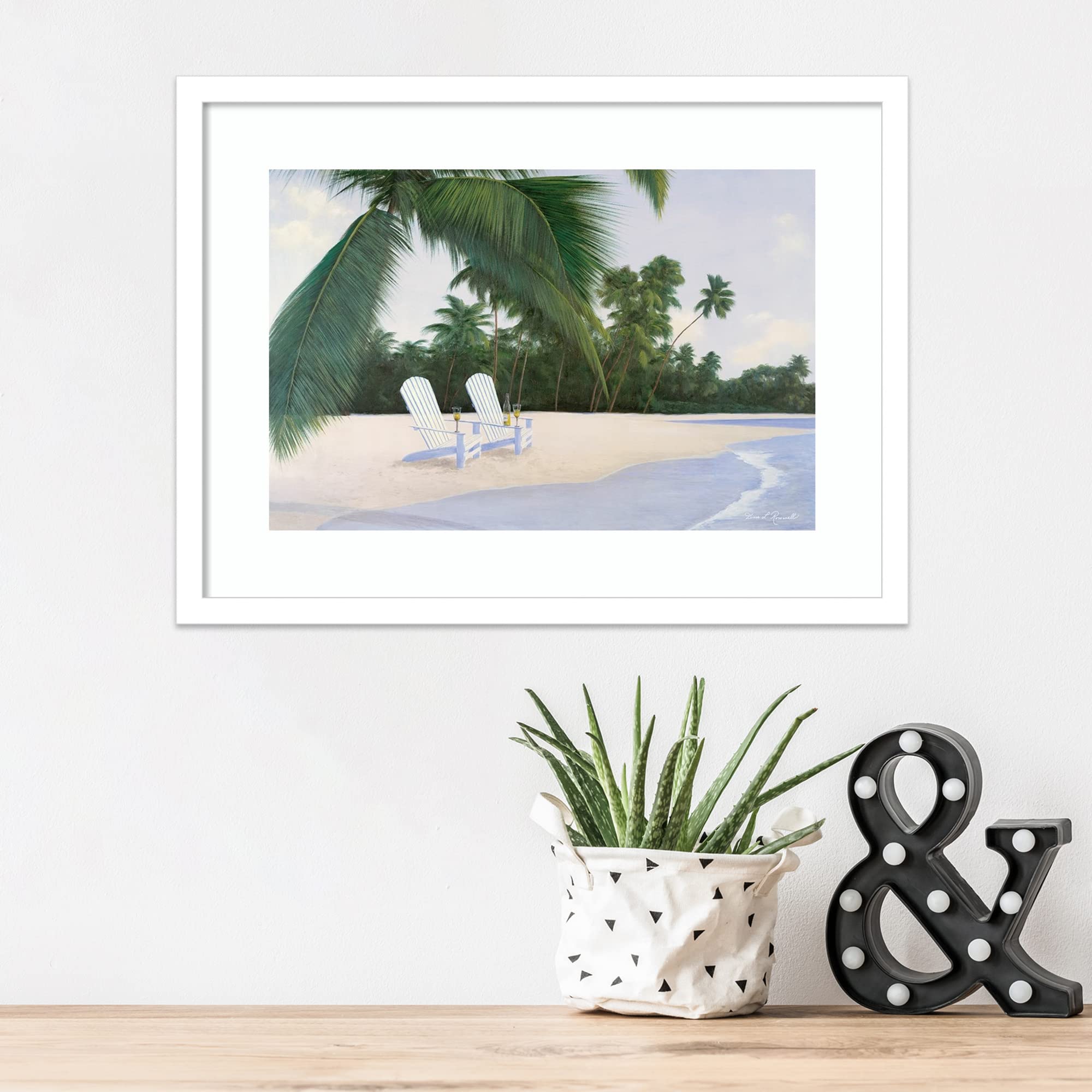 Amanti Art Framed Wall Art Print 16x21 - Tropical Island Hideaway Beach Painting by Diane Romanello | Coastal Decor & Tropical Wall Art for Living Room, Bedroom, Bathroom, Kitchen & Office | Perfect for Beach House Decor, Vacation Home & Coastal Themed Interiors