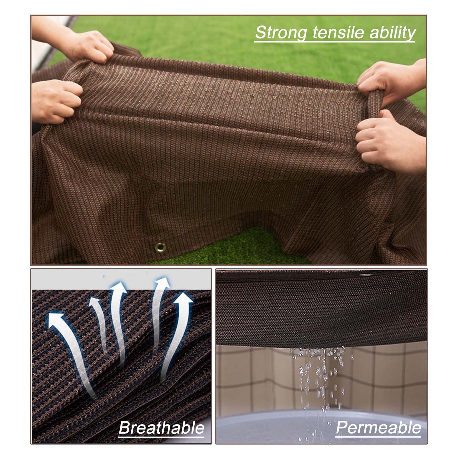 Brown Shade Netting 6x6m (19.7x19.7ft) - UV Resistant Sunblock Shade Cloth for Greenhouse, Balcony, Garden Plants & Outdoor Shade Sail with Reinforced Grommets | Perfect for Patio, Pool Cover, Carport & Backyard Sun Protection