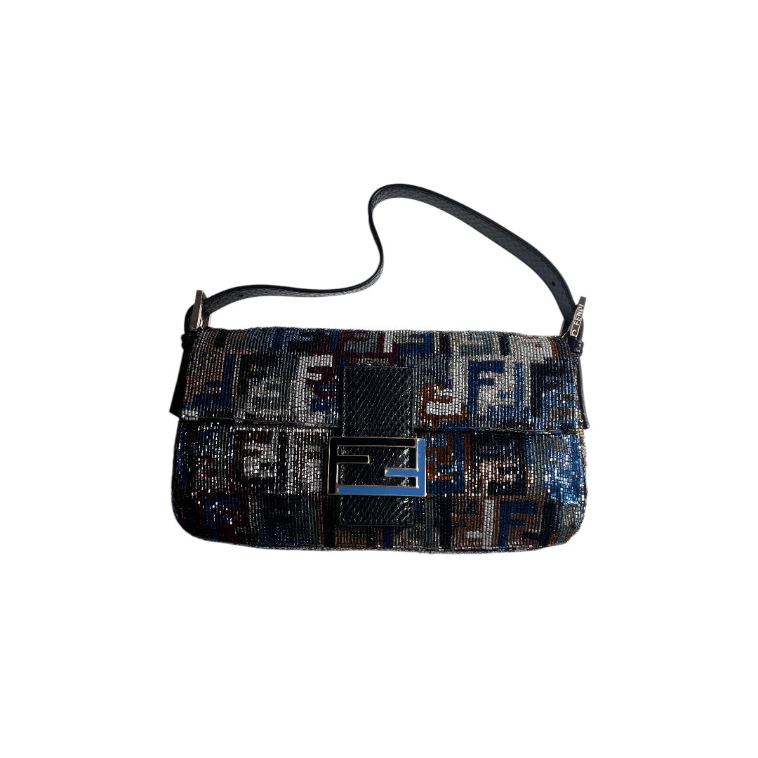 Fendi FF Logo Colorful Beaded Baguette Bag - Stylish Crossbody Purse for Women, Perfect for Parties, Weddings & Evening Events