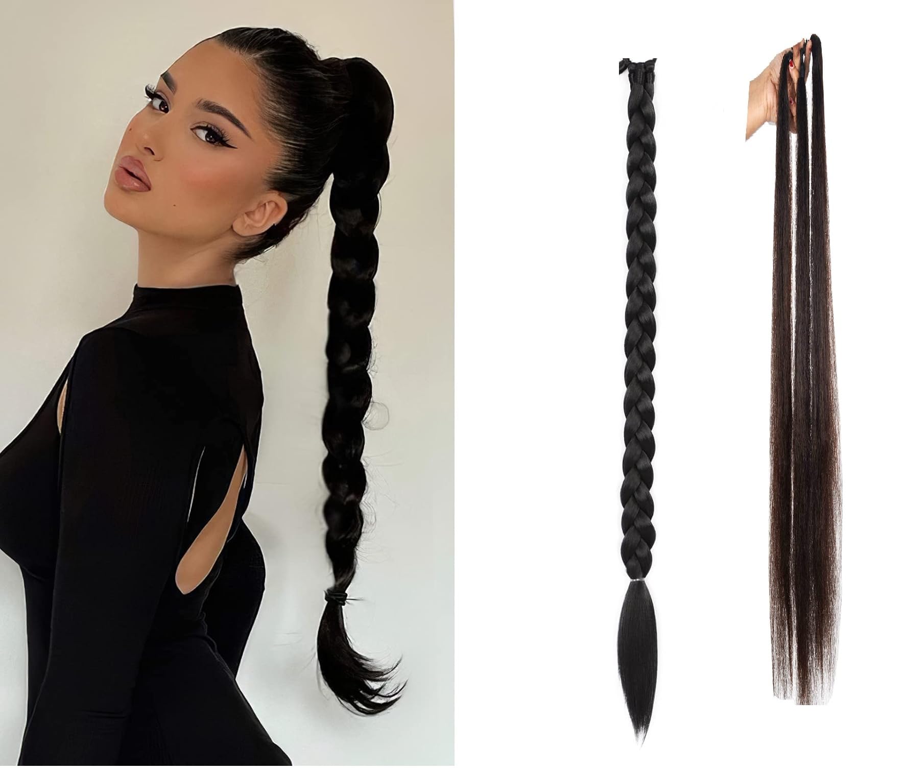 Pema Hair Extensions & Wigs Combo Set - Clip-in Hair Extensions, Parandi, Choti Hair Accessories in Dark Brown (1 Pack) for Bridal, Cosplay & Everyday Styling