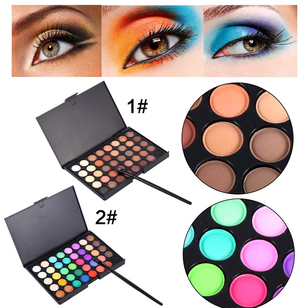 40-Color Matte Eyeshadow Palette with Brush - Long Lasting Shimmer Powder for Party & Daily Makeup
