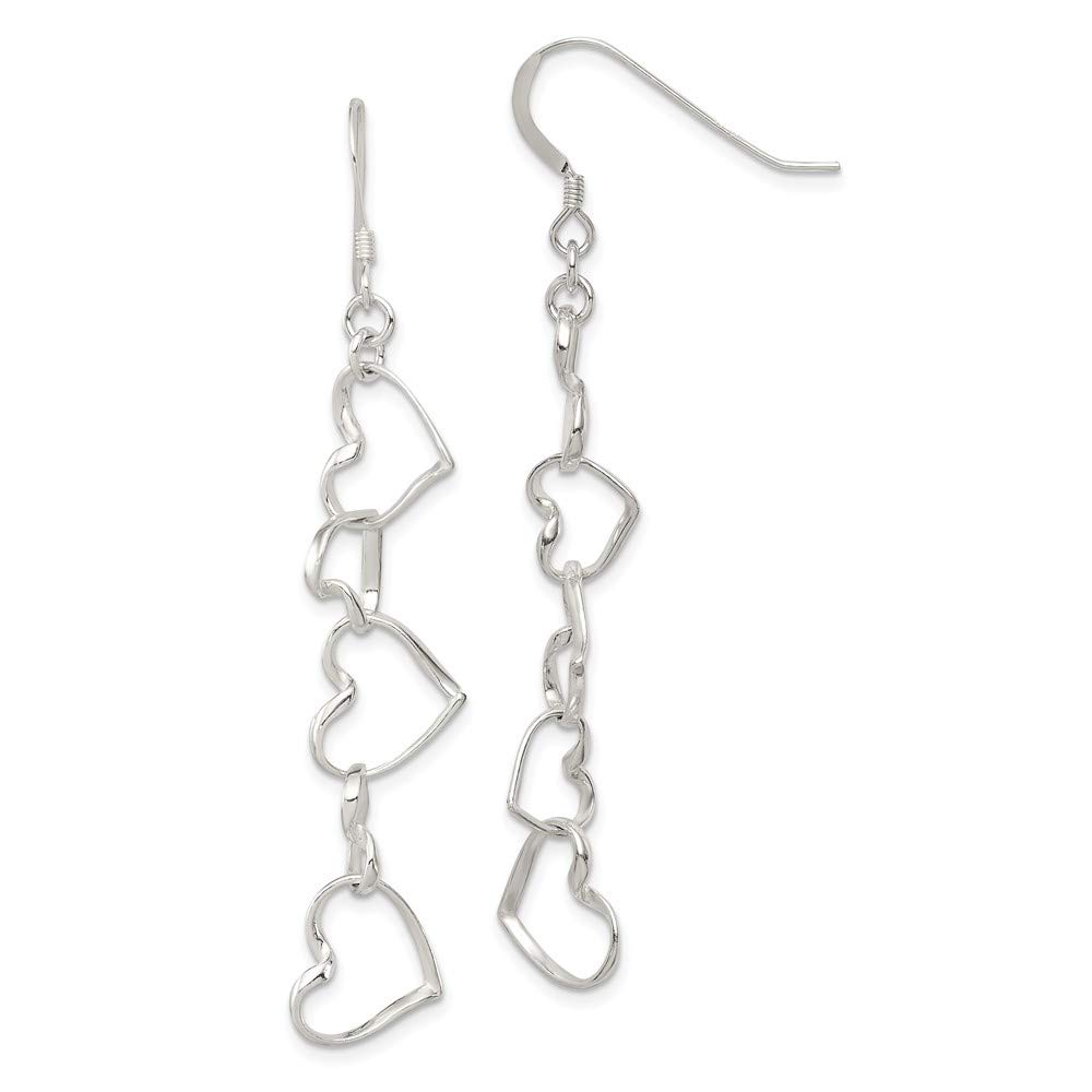 Sterling Silver Heart Dangle Shepherd Hook Earrings for Women – Elegant & Hypoallergenic Jewelry Gift for Valentine's Day, Anniversary, or Special Occasions