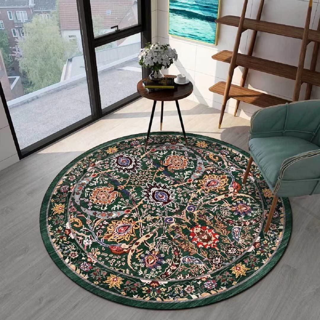 Large 6ft Boho Rug Pad - Non-Skid Washable Round Bohemian Area Rug for Living Room, Dining Room, Bedroom - Perfect for Home Decor Under Sofa or Coffee Table