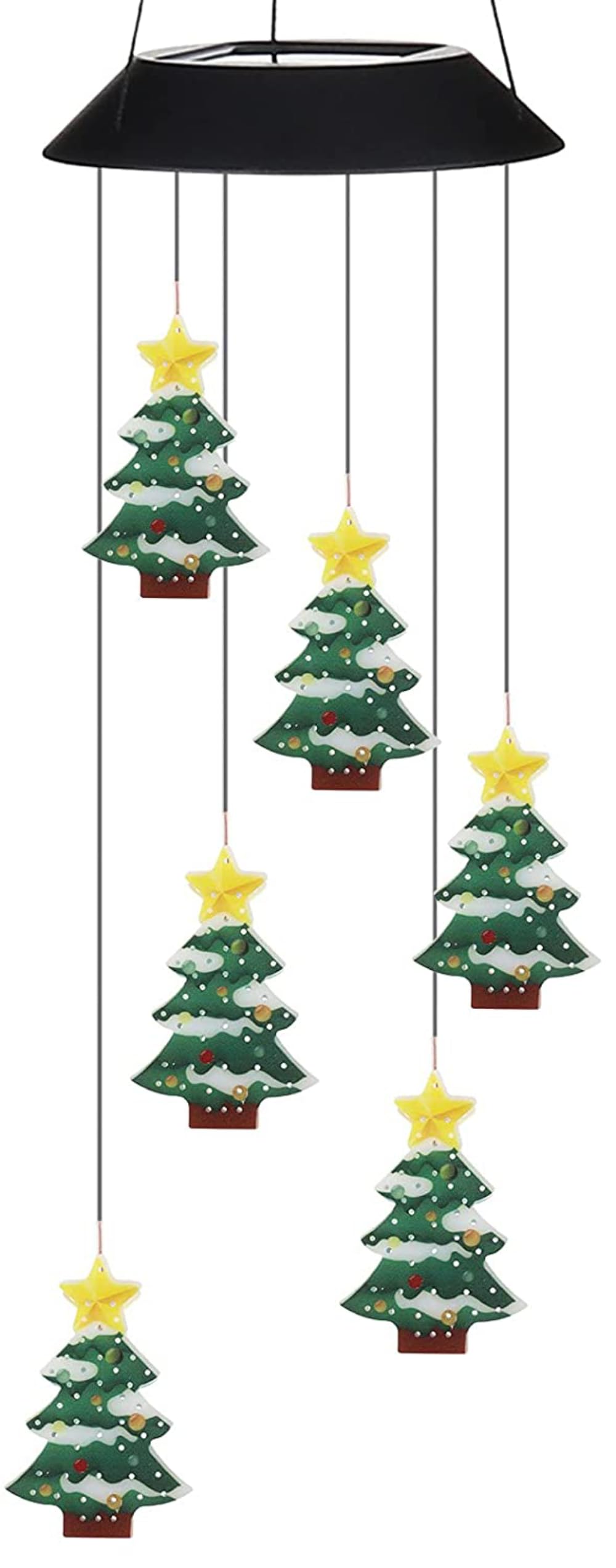 Solar-Powered Christmas Tree Wind Chimes - Outdoor Holiday Decor with LED Lights for Xmas Party, Garden, Patio & Front Yard Decorations