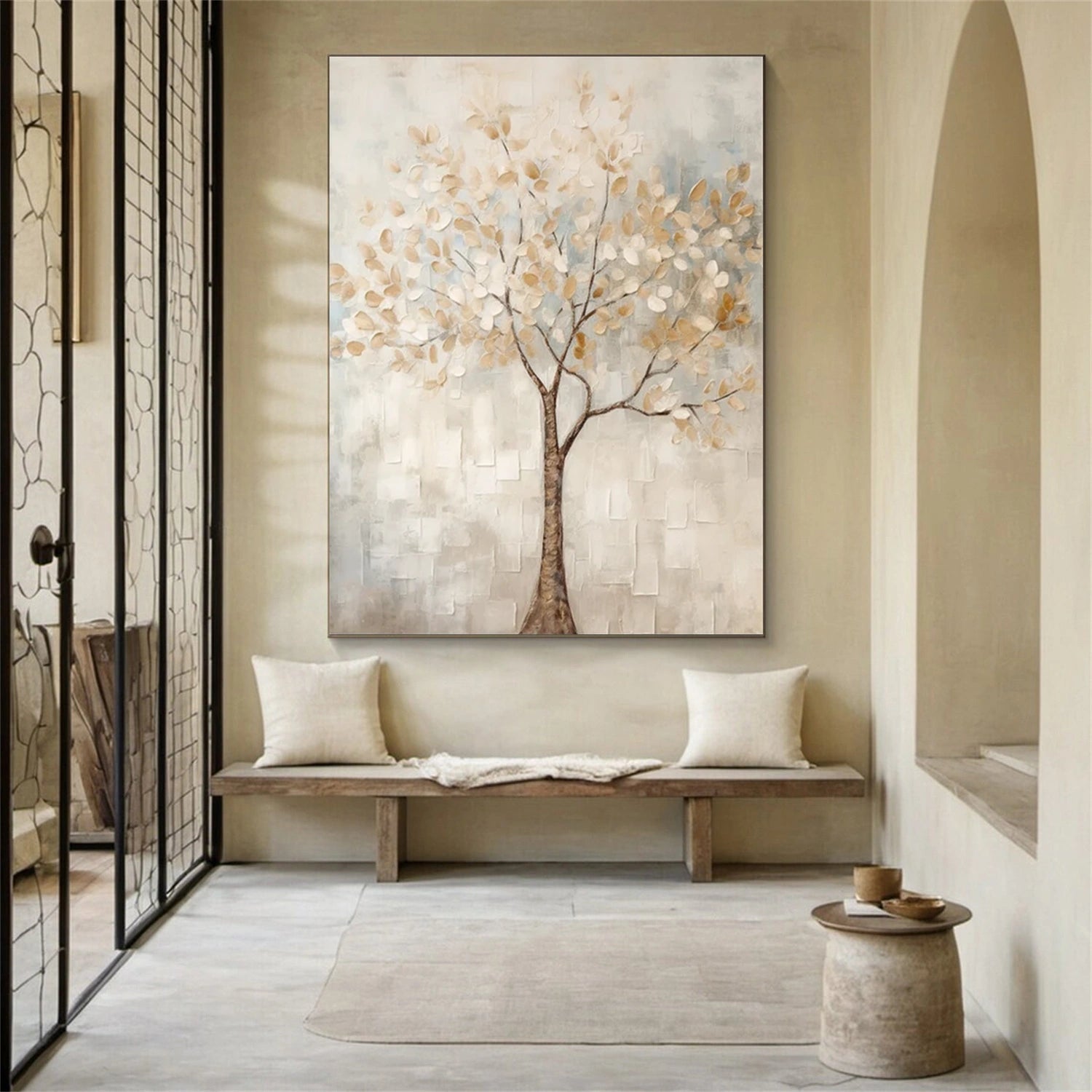 Flower and Tree Painting #FT 208 - Handmade Canvas Wall Art for Home & Office Decor - Perfect for Living Room, Bedroom, or Gift