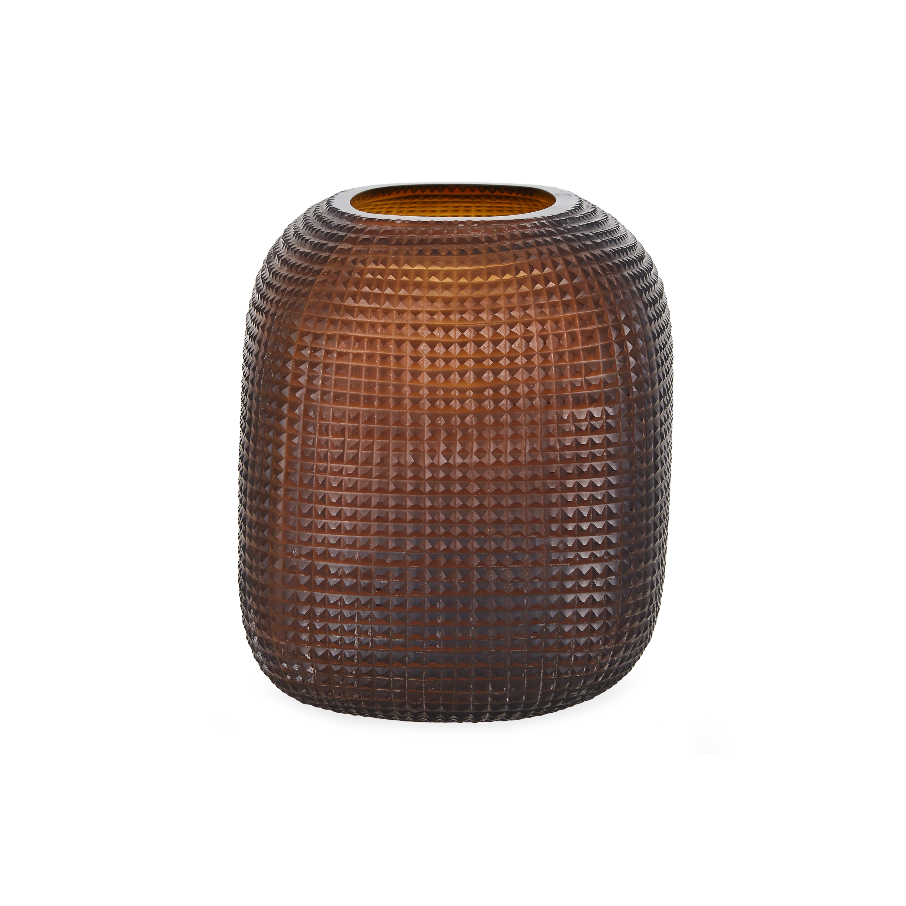 Fluted Glass Vase - Clear and Dark Brown Handmade Decorative Vase for Home Decor, Wedding Centerpieces, and Tabletop Display