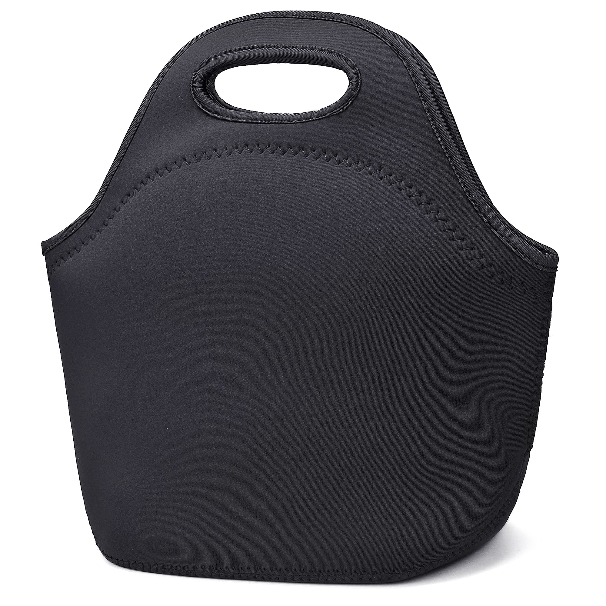 **Insulated Neoprene Lunch Bag for Women & Men - Lightweight, Washable Lunch Tote for Work, Picnic & Meal Prep - Black**    *(Perfect for Office, School, Hiking, Travel & Outdoor Activities)*
