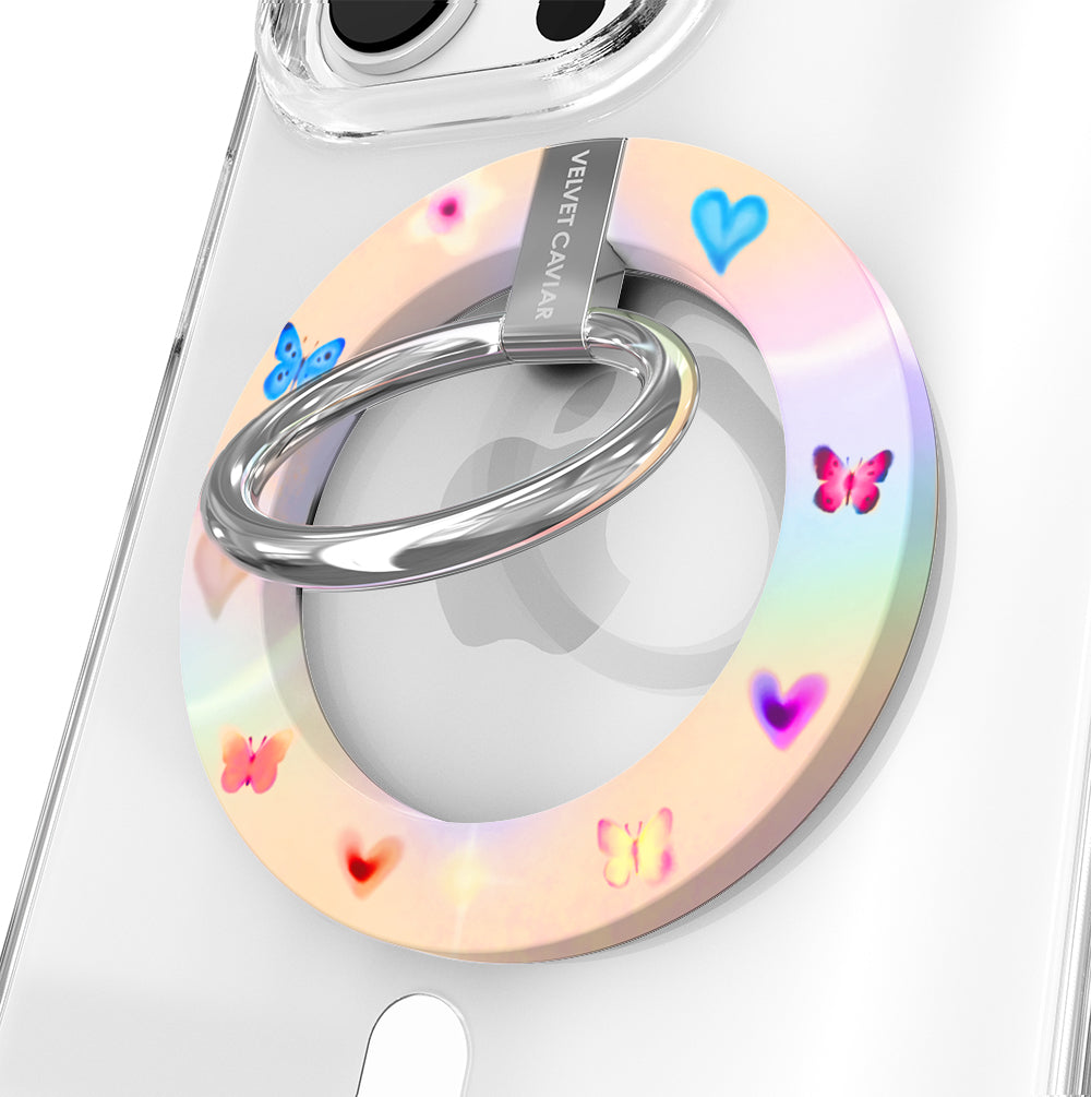 Aura Butterfly MagSafe Grip Ring - Secure Phone Holder for iPhone 14/13/12, Anti-Slip Magnetic Phone Grip - Perfect for One-Hand Use, Car Mounting, and Outdoor Activities