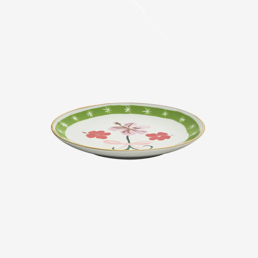 Bitossi Home Con Amore Little Plate Fiore Fiocco - Handmade Italian Ceramic Appetizer Plate for Cheese, Desserts & Entertaining - Perfect for Dinner Parties, Gifts & Home Decor