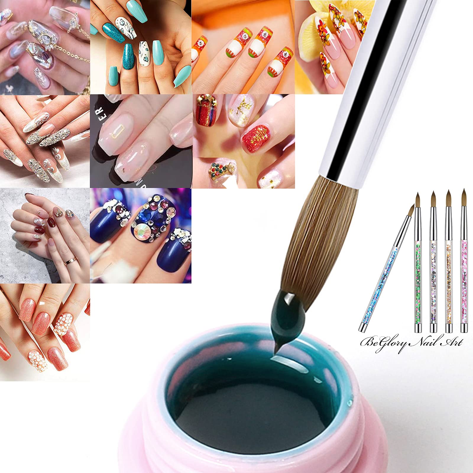 5PCS Professional Acrylic Nail Art Brushes Set - Manicure & Pedicure Tools for DIY Nail Design, Acrylic Powder Application & Nail Extensions - Perfect for Salon, Home Use & Nail Art Enthusiasts