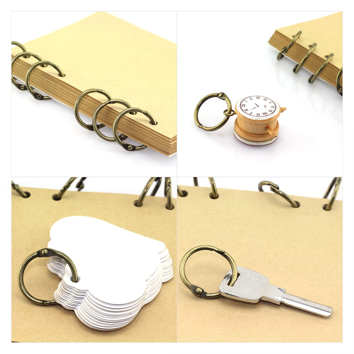 50pcs 1 Inch Bronze Book Rings - 25.4mm Metal Loose Leaf Binder Rings for Scrapbooking, Sketchbooks, Photo Albums, DIY Crafts - Perfect for School Projects, Office Organization & Memory Keeping