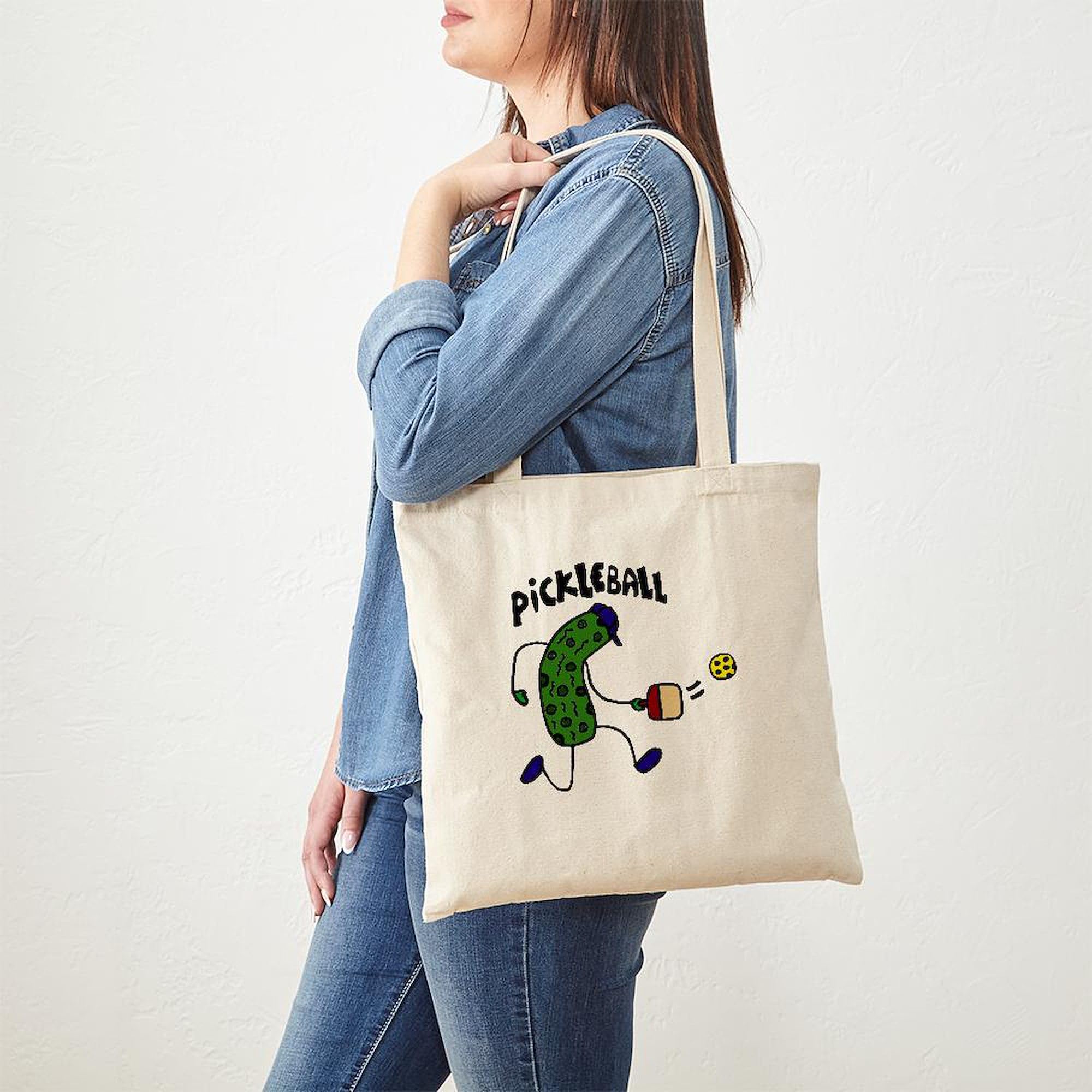 Pickleball Art Tote Bag - Natural Canvas Reusable Shopping Bag for Groceries, Beach & Sports | Eco-Friendly Gift for Pickleball Lovers