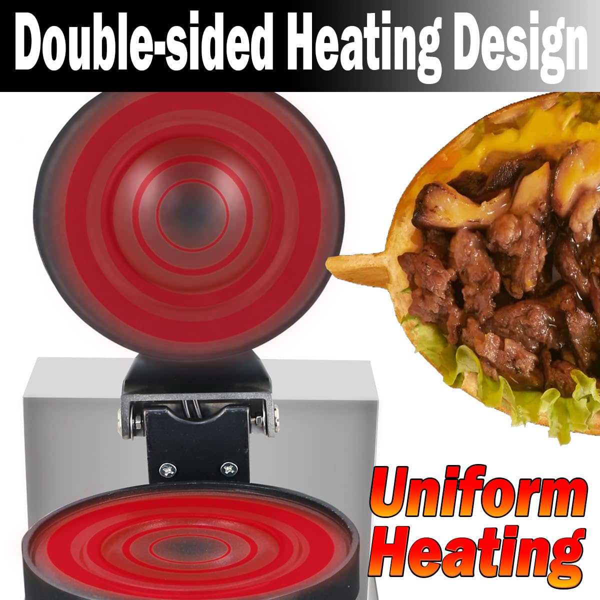 Commercial Electric Gelato Panini Press - Ice Cream Sandwich Maker & Pocket Burger Warmer for Stuffed Waffles (220V) - Perfect for Restaurants, Cafés & Dessert Shops
