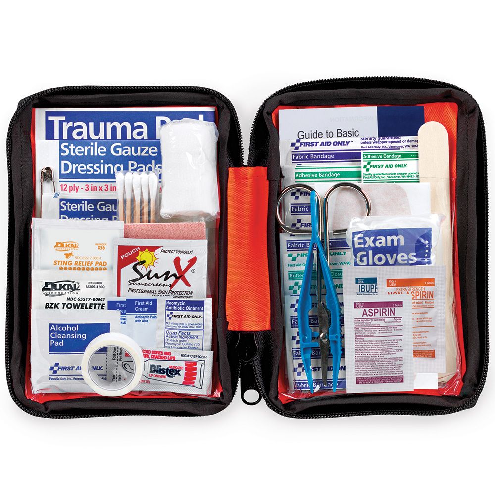 First Aid Only 107-Piece Outdoor First Aid Kit with Fabric Case - Essential Emergency Medical Supplies for Camping, Hiking, Travel & Survival