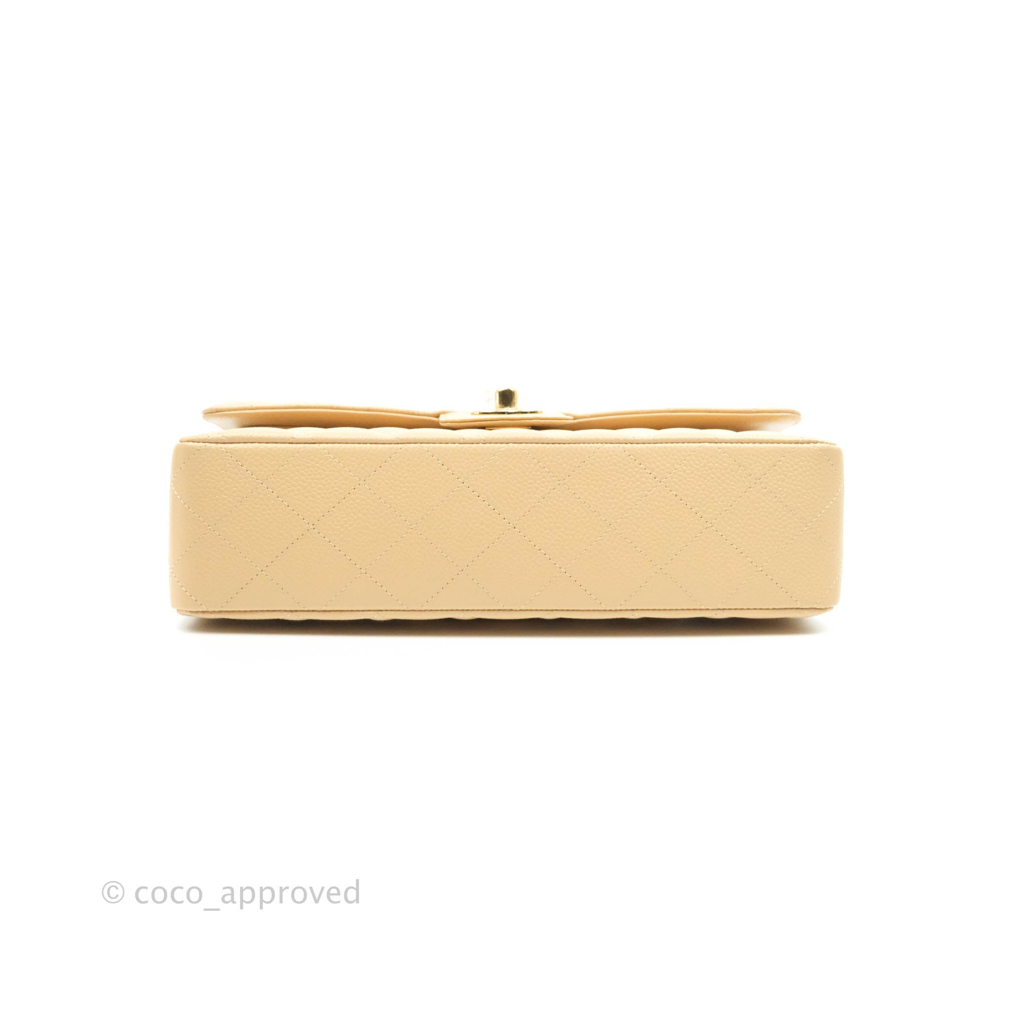 Chanel Classic Medium Double Flap Bag in Beige Caviar Leather with Gold Hardware - Luxury Designer Handbag for Women, Perfect for Work, Evening Events & Special Occasions