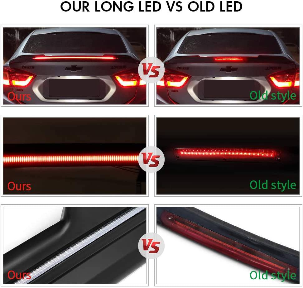 2015-2021 Ford Mustang 2DR Coupe Long LED Spoiler - Gloss Black ABS Material - High Performance Rear Wing for Street Racing & Car Shows