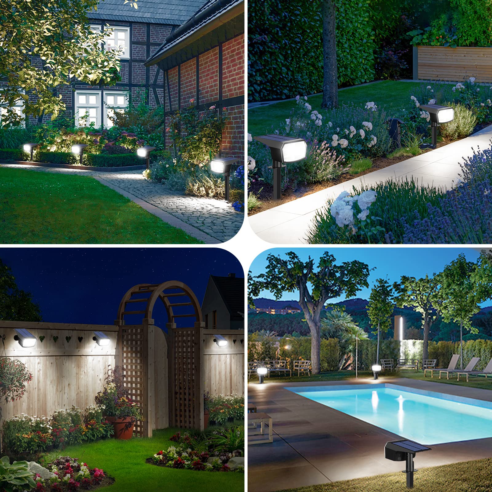 6-Pack 59 LED Solar Spot Lights Outdoor Waterproof - 3 Lighting Modes Solar Landscape Lights for Garden, Pathway, Driveway, Walkway - Perfect for Yard Decoration and Nighttime Safety