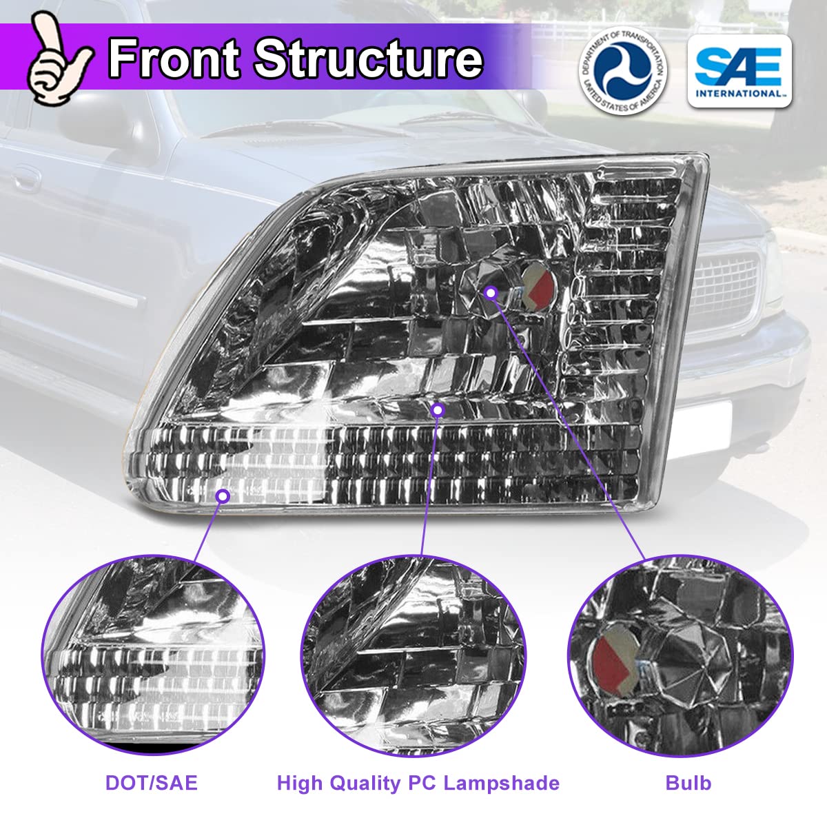 Nixon Offroad Headlights for Ford F150 F250 Expedition - High/Low Beam for Off-Roading & Night Driving