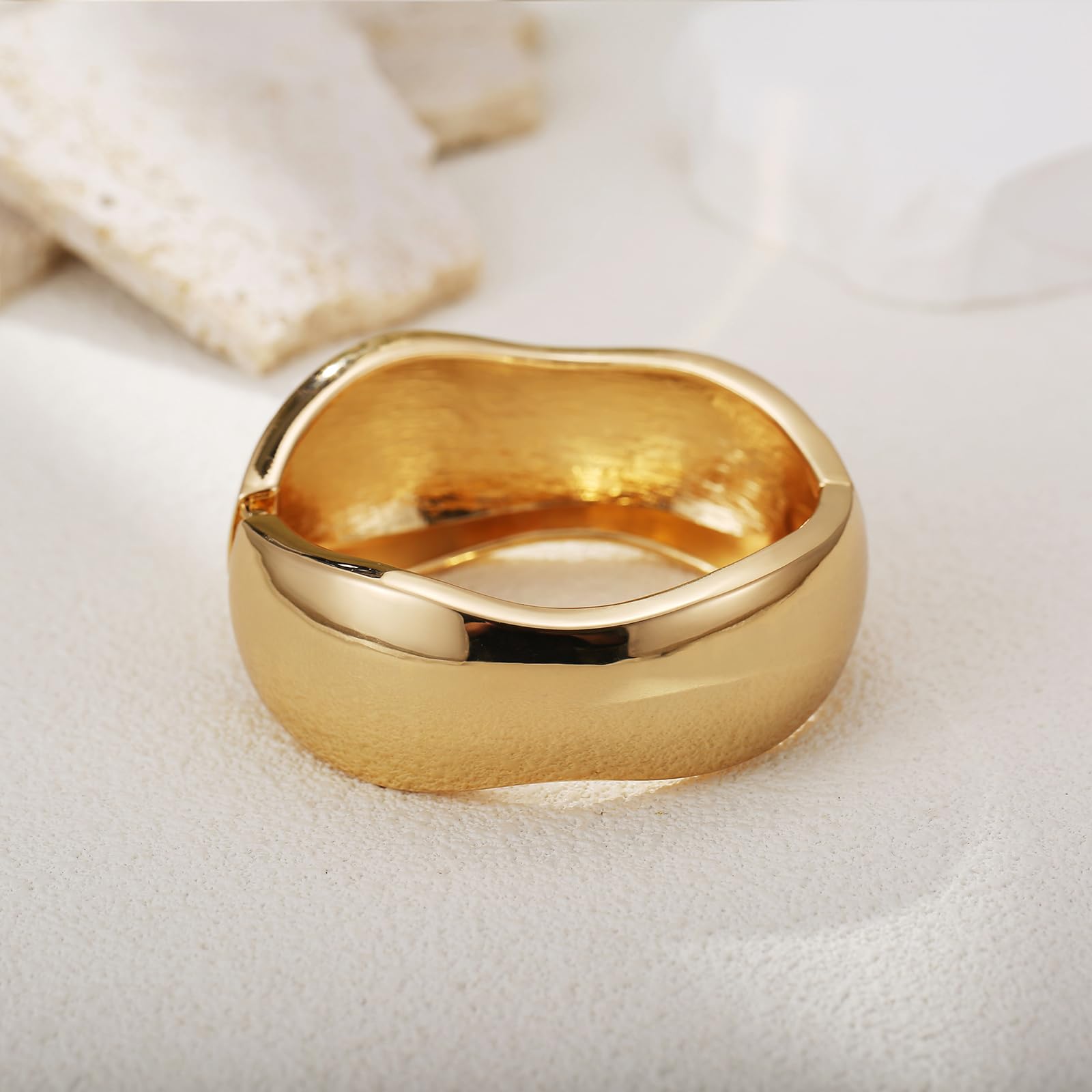 Chunky Gold and Silver Bangle Bracelets for Women - Thick Arm Cuff Wrist Wrap Bracelet Jewelry - Perfect for Parties, Weddings, and Everyday Fashion Accessories