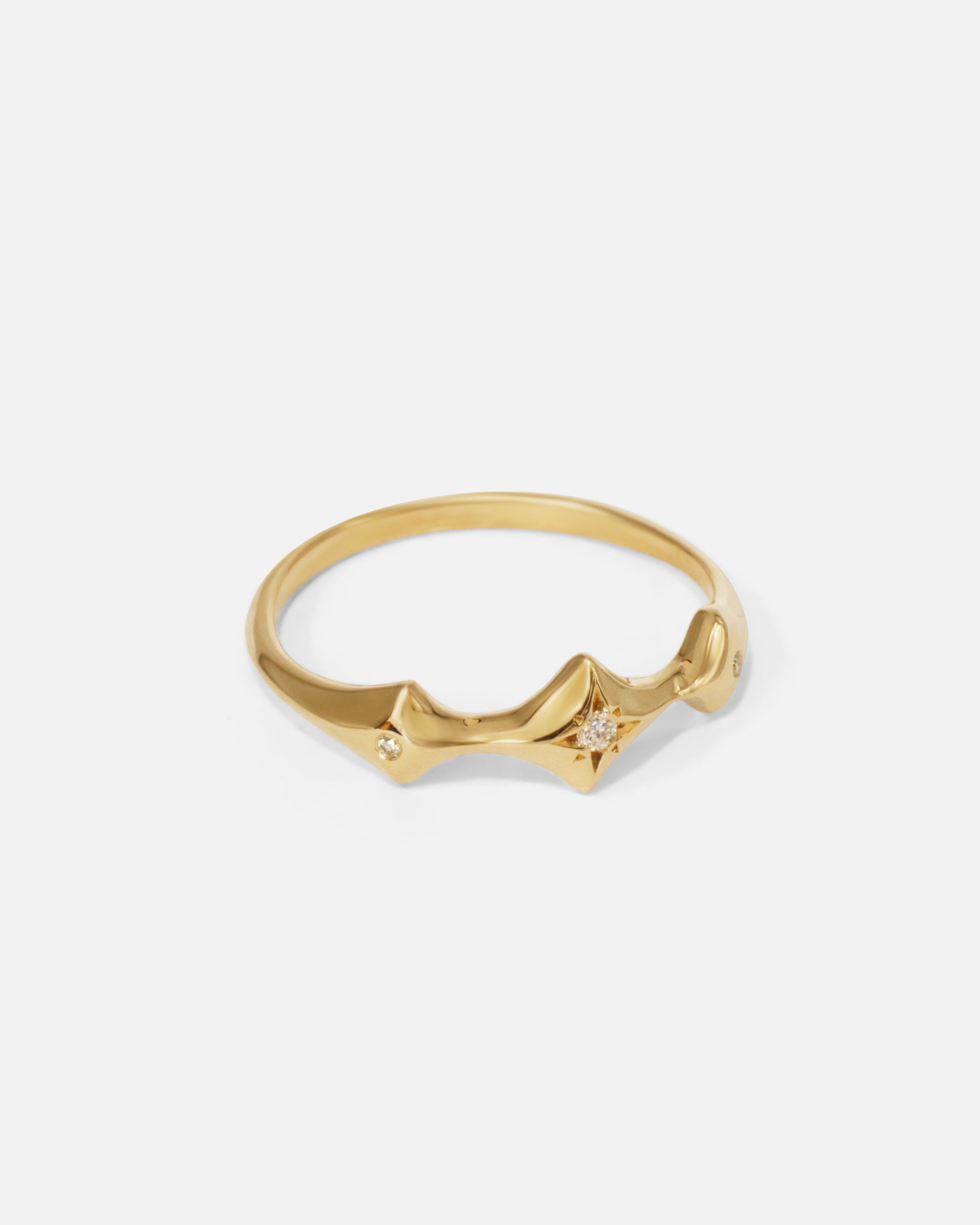 Triple Star Ring with White Diamonds | Elegant 14K Gold Wedding Band for Women | Perfect for Engagement, Anniversary & Special Occasions