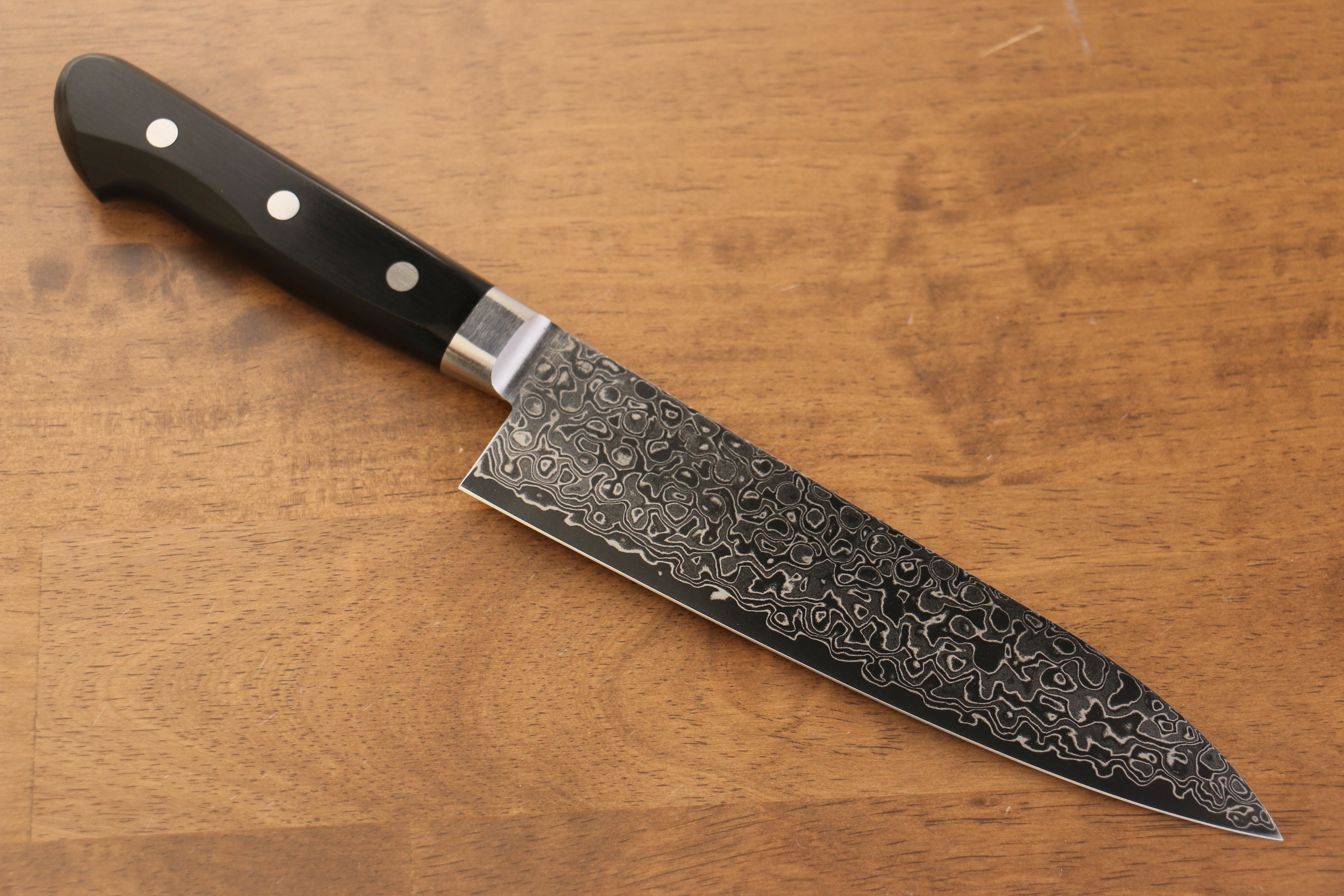 Premium Seisuke Kagami AUS10 Damascus Gyuto Chef Knife 180mm - Mirrored Finish, Black Pakkawood Handle - Perfect for Sushi, Meat Slicing & Professional Kitchen Use