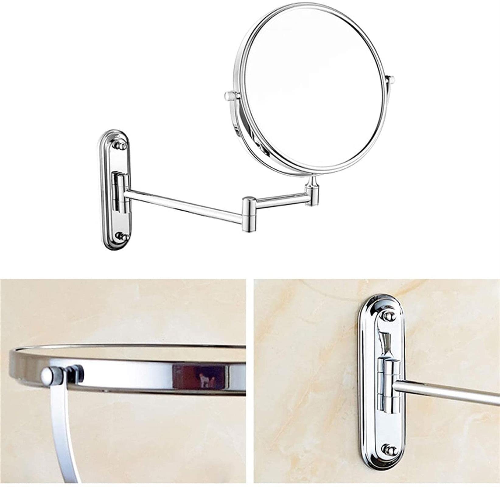 360° Rotating Wall Mounted Makeup Mirror - 10x Magnification Vanity Mirror with Extendable Arm for Bathroom, Shaving & Cosmetic Use (Bronze) - Perfect for Daily Makeup, Grooming & Salon Styling