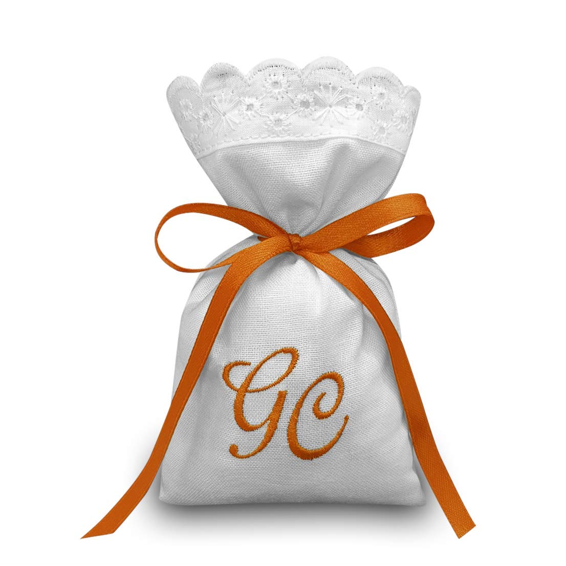 Personalized Wedding Favor Bags - 20 Embroidered Initial Name Confetti Bags for Bridal Shower, Reception & Party Decor | Elegant Gift Packaging for Guests