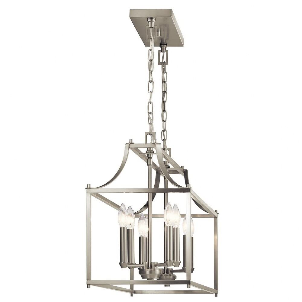 8-Light Traditional Candle Style Cage Chandelier - Brushed Nickel Finish - Perfect for Kitchen Island, Dining Room, or Farmhouse Decor Lighting
