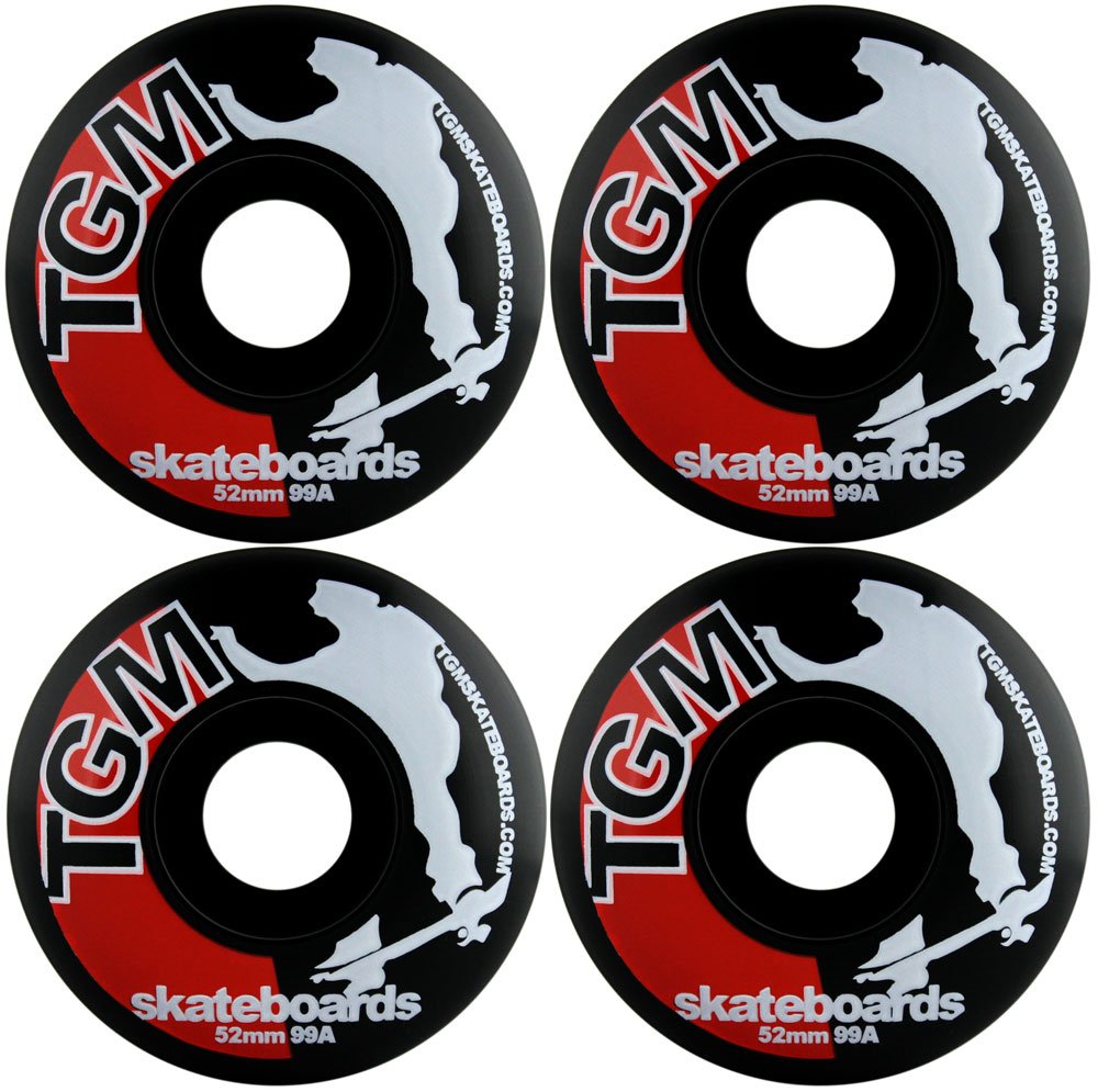 TGM 52mm Skateboard Wheels - High Performance Black Logo Wheels for Street, Park & Cruising | Durable & Smooth Ride for Beginners & Pros