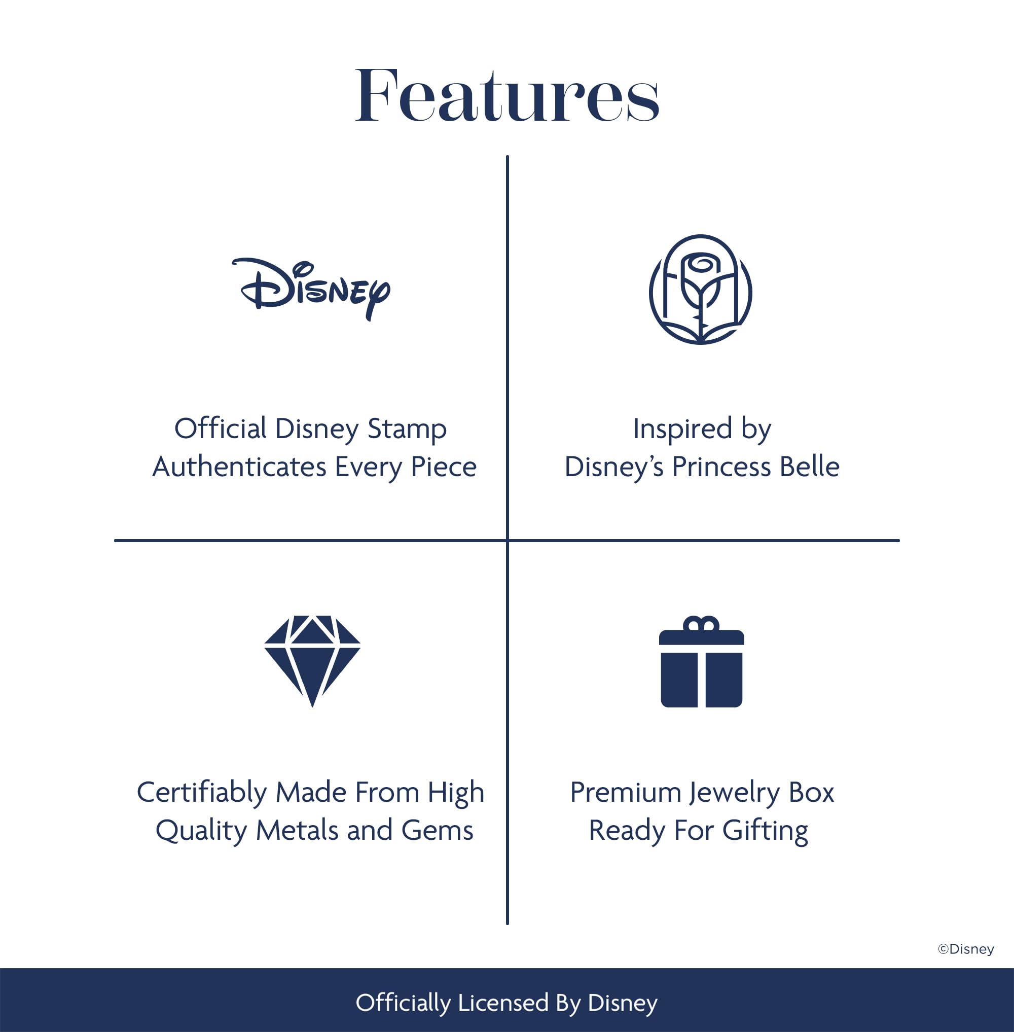 Enchanted Disney Belle Rose Pendant - 14K Rose Gold Over Sterling Silver with Diamond Accents | Elegant Jewelry Gift for Women | Perfect for Anniversaries, Birthdays & Special Occasions