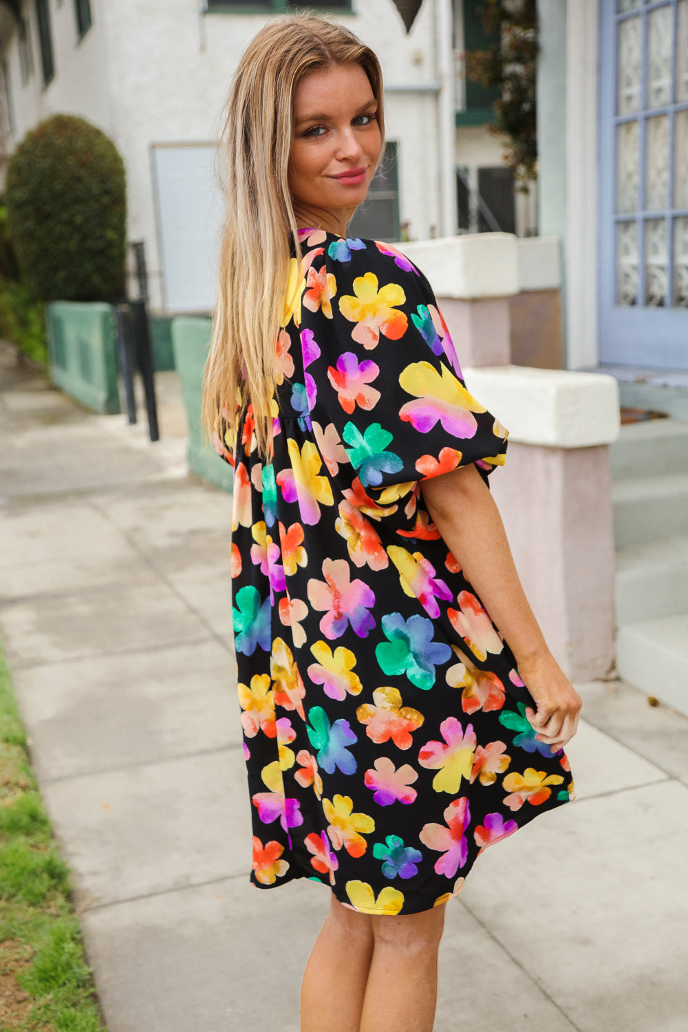 Adorable Floral Babydoll Dress with Ribbon Bow Tie & Pockets | Cute Casual Summer Dress for Women | Perfect for Parties, Dates & Outdoor Events